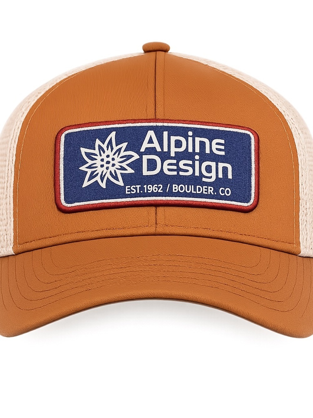 Alpine Design Patch Trucker Hat - Rust Orange & Cream